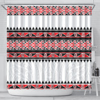 New Zealand Aotearoa Shower Curtain With Kowhaiwhai Pattern Red Version LT05 - Polynesian Pride