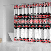 New Zealand Aotearoa Shower Curtain With Kowhaiwhai Pattern Red Version LT05 - Polynesian Pride