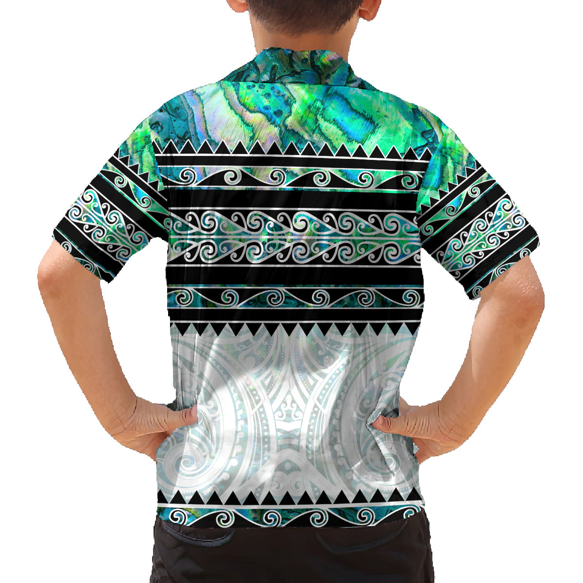 New Zealand Aotearoa Family Matching Tank Maxi Dress and Hawaiian Shirt With Paua Shell Kowhaiwhai Pattern LT05 - Polynesian Pride