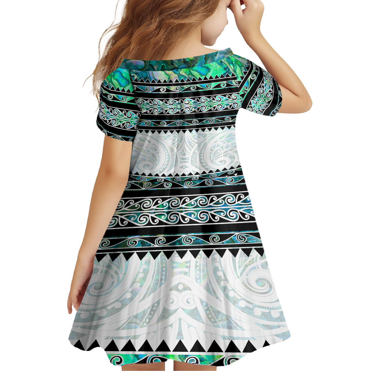 New Zealand Aotearoa Family Matching Tank Maxi Dress and Hawaiian Shirt With Paua Shell Kowhaiwhai Pattern LT05 - Polynesian Pride