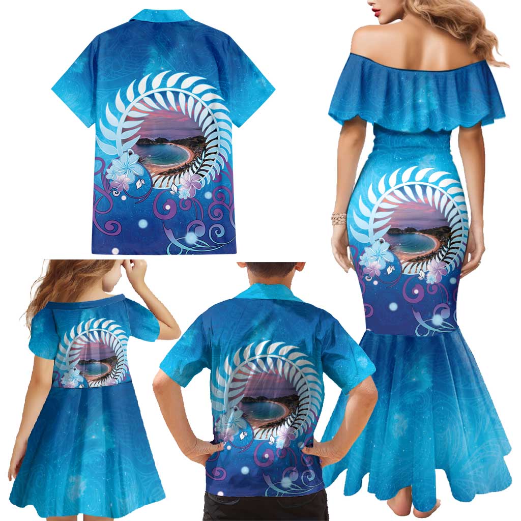 New Zealand Matapouri Beach Landscape Family Matching Mermaid Dress and Hawaiian Shirt LT05 - Polynesian Pride