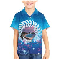 New Zealand Matapouri Beach Landscape Family Matching Mermaid Dress and Hawaiian Shirt LT05 Son's Shirt Blue - Polynesian Pride