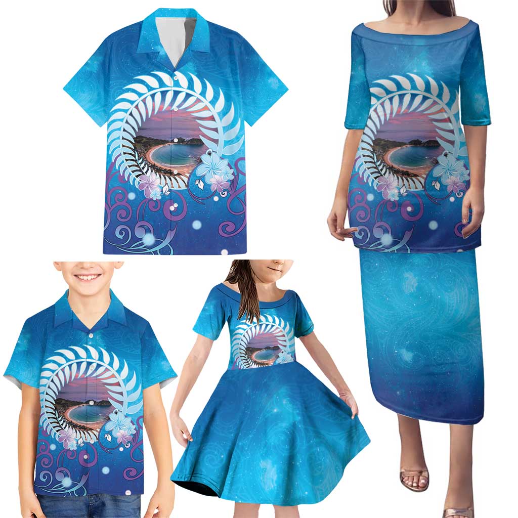 New Zealand Matapouri Beach Landscape Family Matching Puletasi and Hawaiian Shirt LT05 - Polynesian Pride
