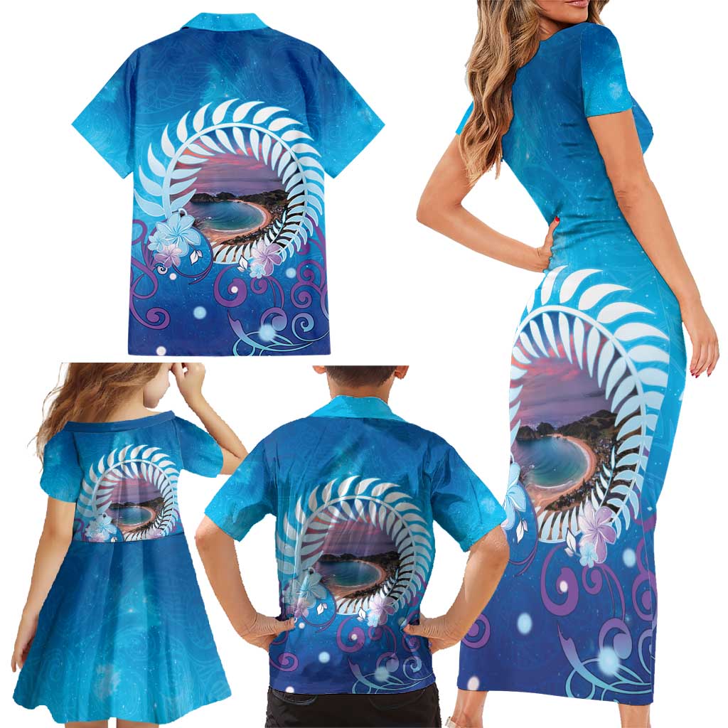 New Zealand Matapouri Beach Landscape Family Matching Short Sleeve Bodycon Dress and Hawaiian Shirt LT05 - Polynesian Pride
