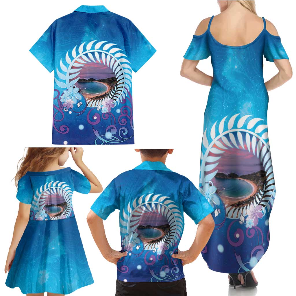 New Zealand Matapouri Beach Landscape Family Matching Summer Maxi Dress and Hawaiian Shirt LT05 - Polynesian Pride