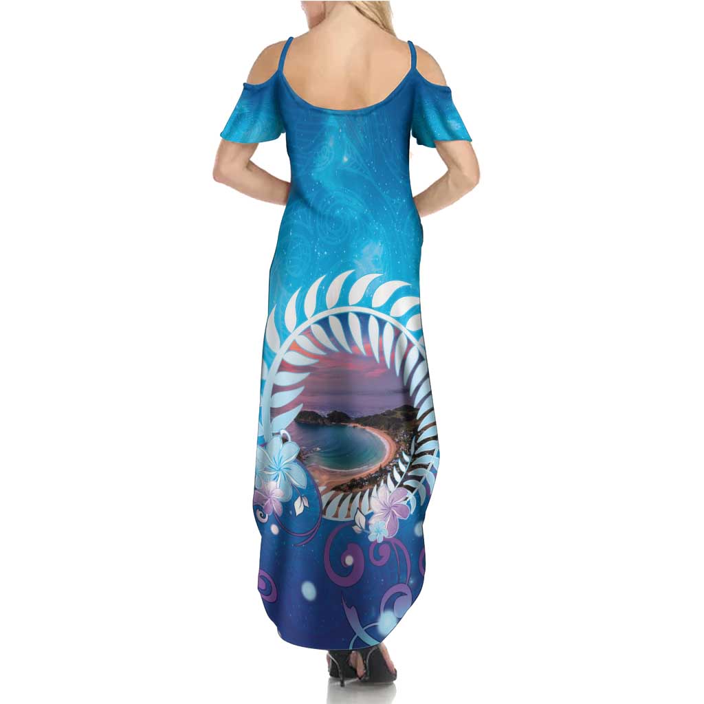 New Zealand Matapouri Beach Landscape Family Matching Summer Maxi Dress and Hawaiian Shirt LT05 - Polynesian Pride