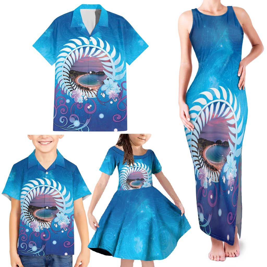 New Zealand Matapouri Beach Landscape Family Matching Tank Maxi Dress and Hawaiian Shirt LT05 - Polynesian Pride