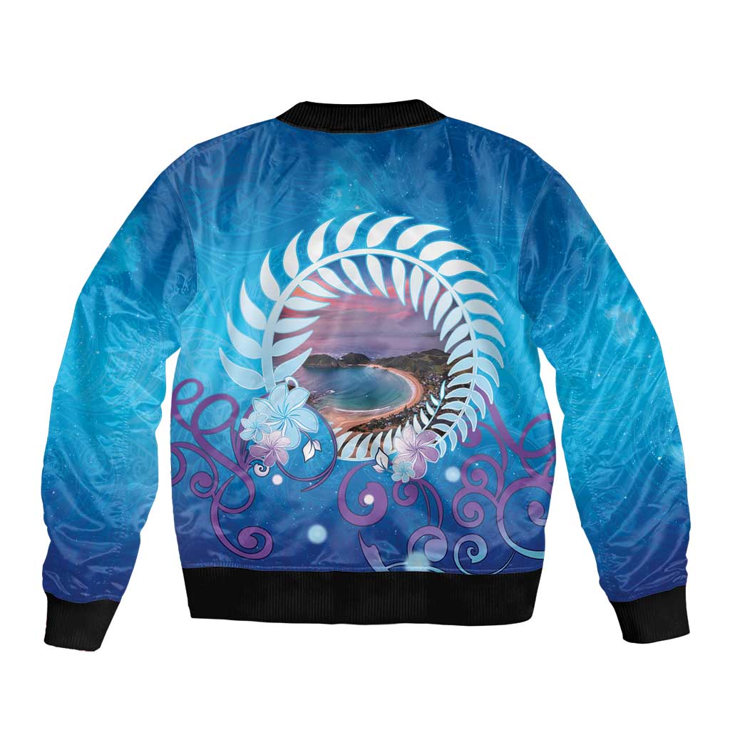 New Zealand Matapouri Beach Landscape Sleeve Zip Bomber Jacket LT05 - Polynesian Pride