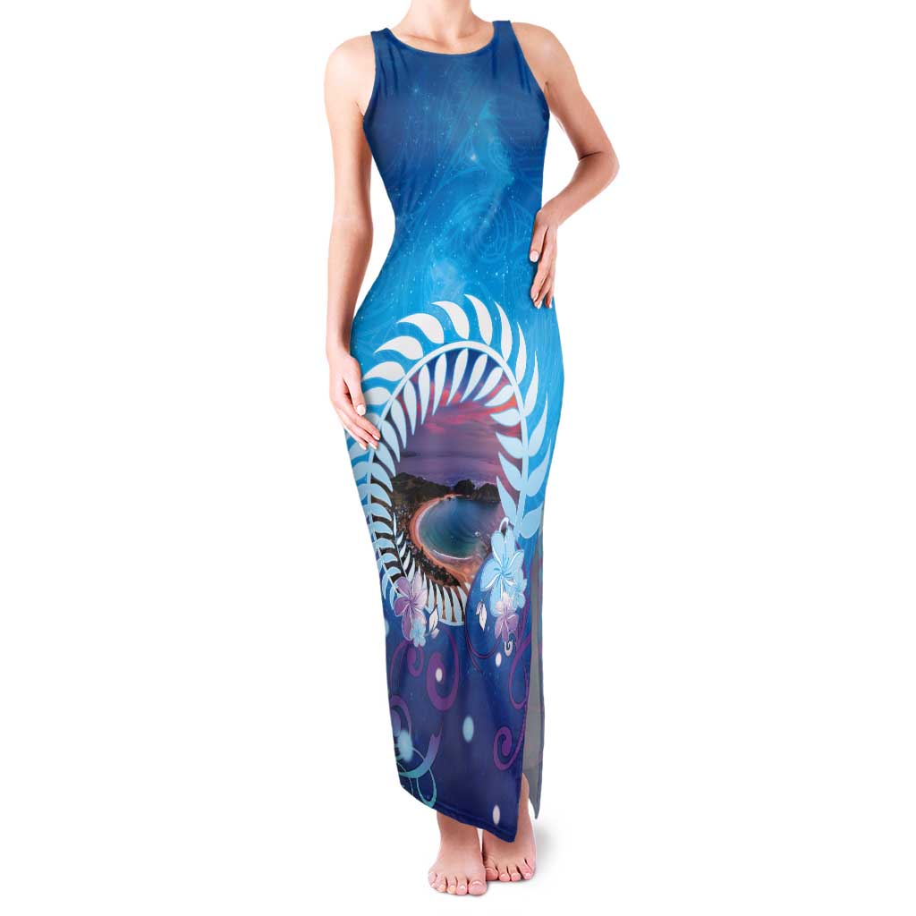 New Zealand Matapouri Beach Landscape Tank Maxi Dress LT05 Women Blue - Polynesian Pride