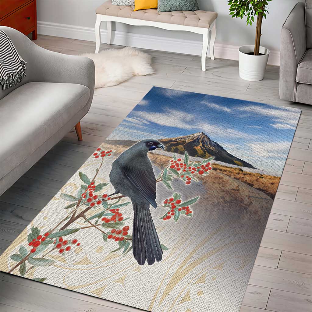 New Zealand Mount Taranaki Landscape Area Rug Kokako Bird Polynesian Style LT05 - Polynesian Pride