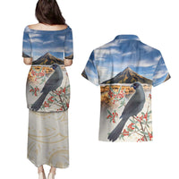 New Zealand Mount Taranaki Landscape Couples Matching Puletasi and Hawaiian Shirt Kokako Bird Polynesian Style LT05 - Polynesian Pride