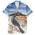New Zealand Mount Taranaki Landscape Family Matching Off The Shoulder Long Sleeve Dress and Hawaiian Shirt Kokako Bird Polynesian Style