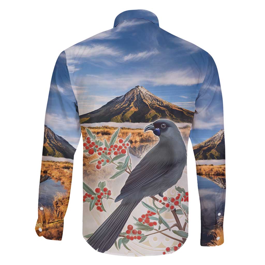 New Zealand Mount Taranaki Landscape Family Matching Puletasi and Hawaiian Shirt Kokako Bird Polynesian Style LT05 - Polynesian Pride