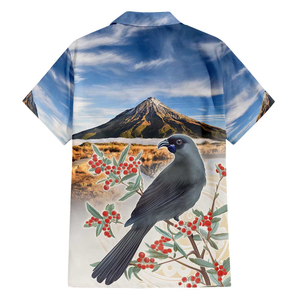 New Zealand Mount Taranaki Landscape Family Matching Tank Maxi Dress and Hawaiian Shirt Kokako Bird Polynesian Style LT05 - Polynesian Pride