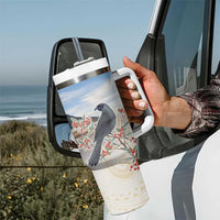 New Zealand Mount Taranaki Landscape Tumbler With Handle Kokako Bird Polynesian Style
