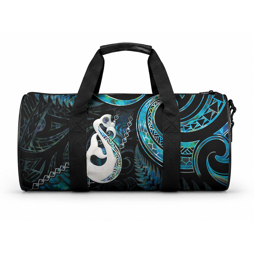 New Zealand Aotearoa Duffle Bag Maori Manaia Paua Shell Glitter Turquoise LT05 One size Turquoise - Polynesian Pride
