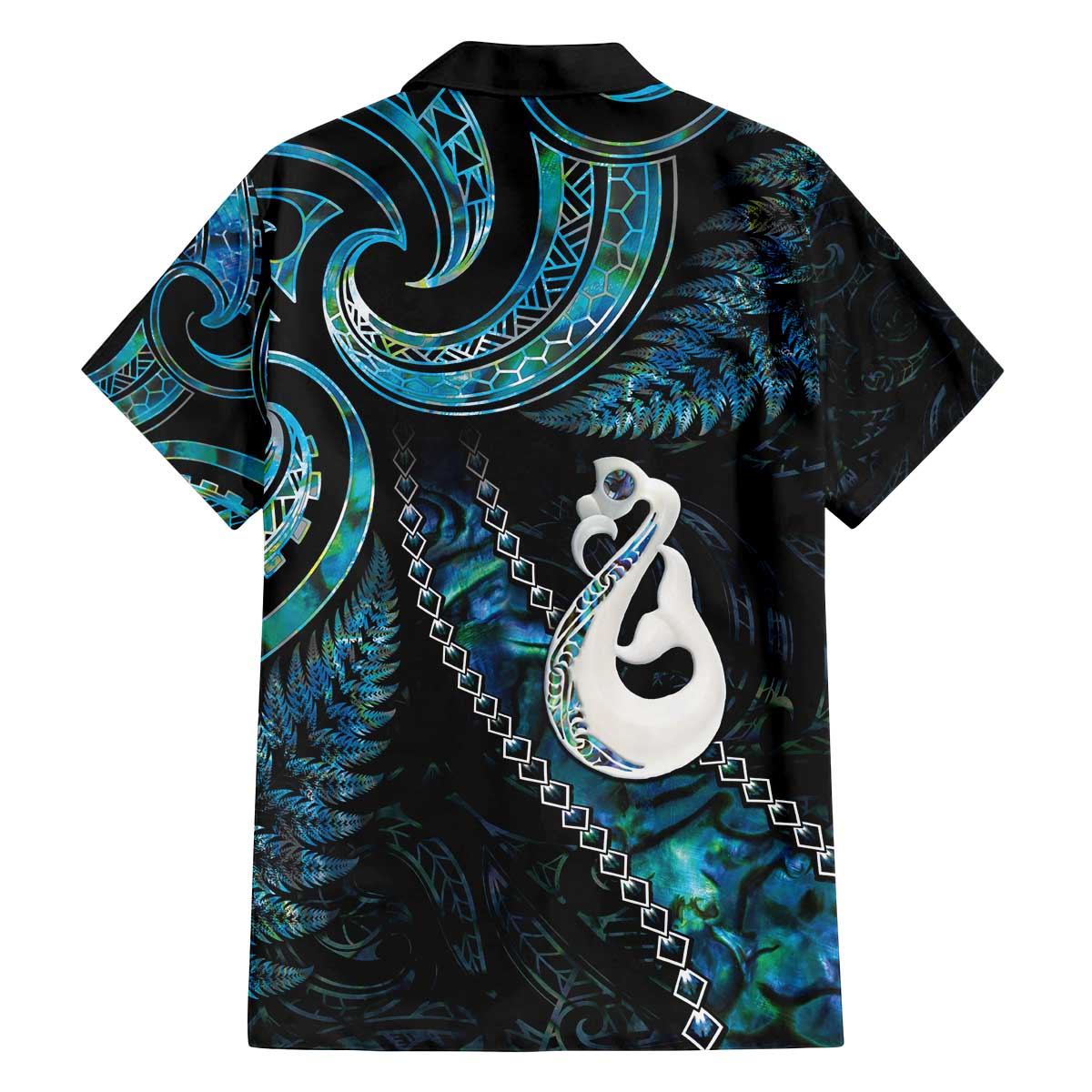 New Zealand Aotearoa Family Matching Off The Shoulder Long Sleeve Dress and Hawaiian Shirt Maori Manaia Paua Shell Glitter Turquoise LT05 - Polynesian Pride