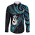 New Zealand Aotearoa Family Matching Off The Shoulder Long Sleeve Dress and Hawaiian Shirt Maori Manaia Paua Shell Glitter Turquoise
