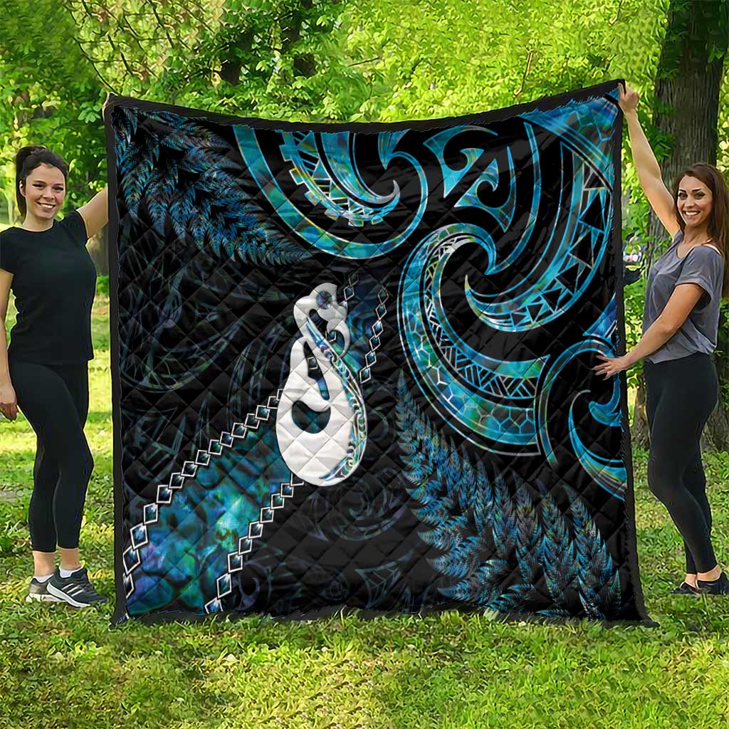 New Zealand Aotearoa Quilt Maori Manaia Paua Shell Glitter Turquoise LT05 - Polynesian Pride
