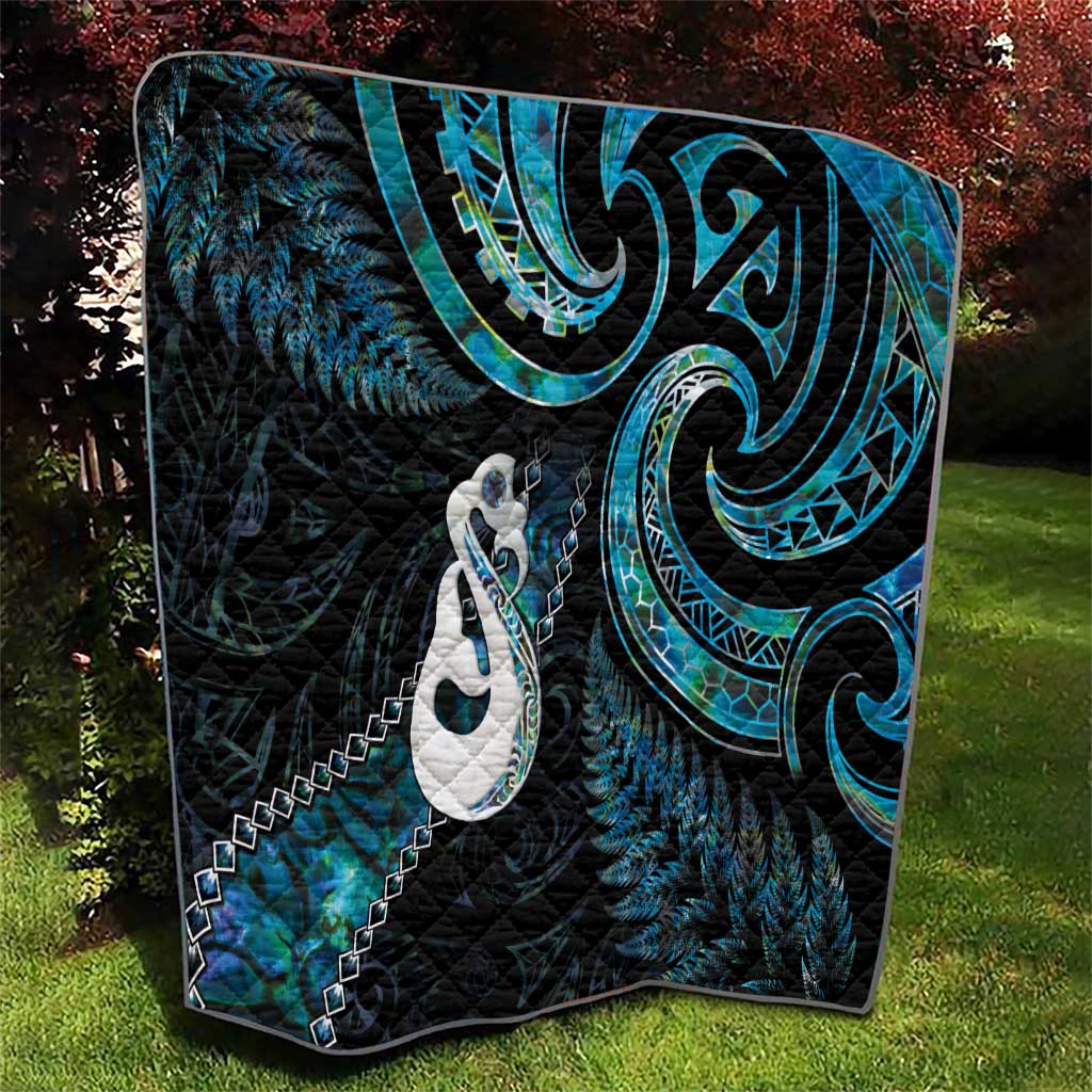 New Zealand Aotearoa Quilt Maori Manaia Paua Shell Glitter Turquoise LT05 - Polynesian Pride