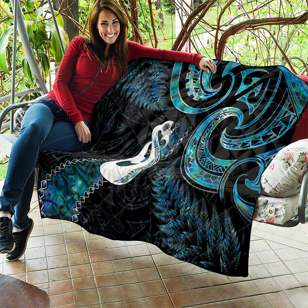 New Zealand Aotearoa Quilt Maori Manaia Paua Shell Glitter Turquoise LT05 - Polynesian Pride