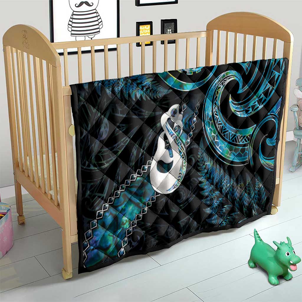 New Zealand Aotearoa Quilt Maori Manaia Paua Shell Glitter Turquoise LT05 - Polynesian Pride