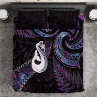 New Zealand Aotearoa Bedding Set Maori Manaia Paua Shell Glitter Purple LT05 Purple - Polynesian Pride