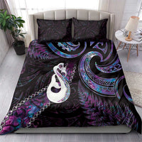 New Zealand Aotearoa Bedding Set Maori Manaia Paua Shell Glitter Purple LT05 - Polynesian Pride