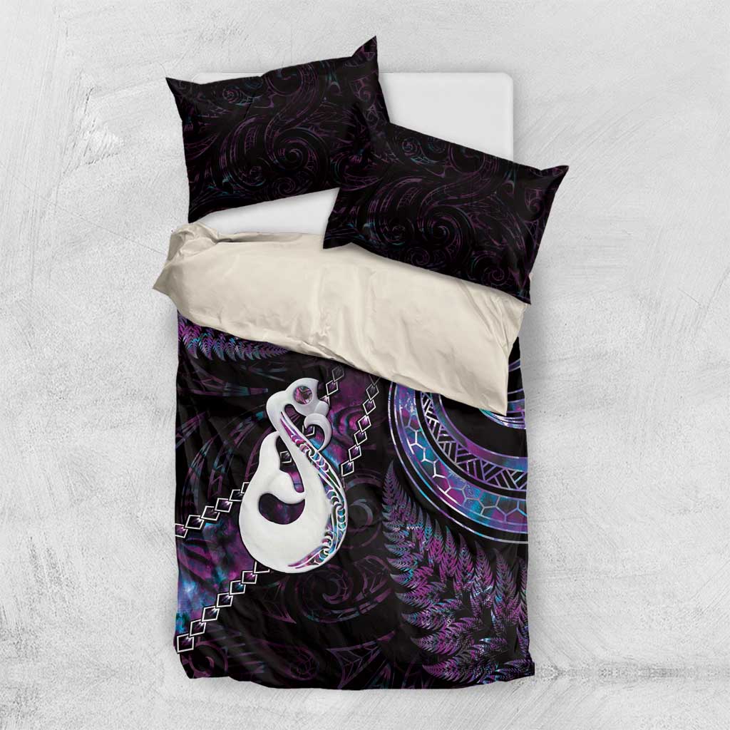 New Zealand Aotearoa Bedding Set Maori Manaia Paua Shell Glitter Purple LT05 US Twin 172cm x 218cm Purple - Polynesian Pride
