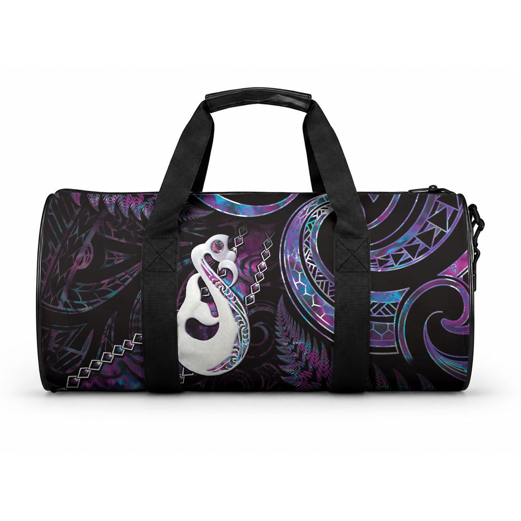 New Zealand Aotearoa Duffle Bag Maori Manaia Paua Shell Glitter Purple LT05 One size Purple - Polynesian Pride