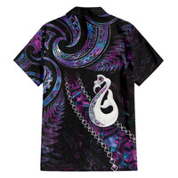 New Zealand Aotearoa Family Matching Long Sleeve Bodycon Dress and Hawaiian Shirt Maori Manaia Paua Shell Glitter Purple LT05 - Polynesian Pride