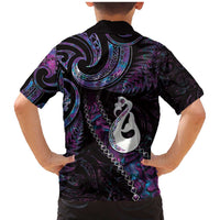 New Zealand Aotearoa Family Matching Mermaid Dress and Hawaiian Shirt Maori Manaia Paua Shell Glitter Purple LT05 - Polynesian Pride