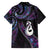 New Zealand Aotearoa Family Matching Off The Shoulder Long Sleeve Dress and Hawaiian Shirt Maori Manaia Paua Shell Glitter Purple