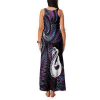 New Zealand Aotearoa Family Matching Tank Maxi Dress and Hawaiian Shirt Maori Manaia Paua Shell Glitter Purple LT05 - Polynesian Pride