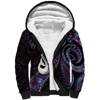 New Zealand Aotearoa Sherpa Hoodie Maori Manaia Paua Shell Glitter Purple LT05 Unisex Purple - Polynesian Pride
