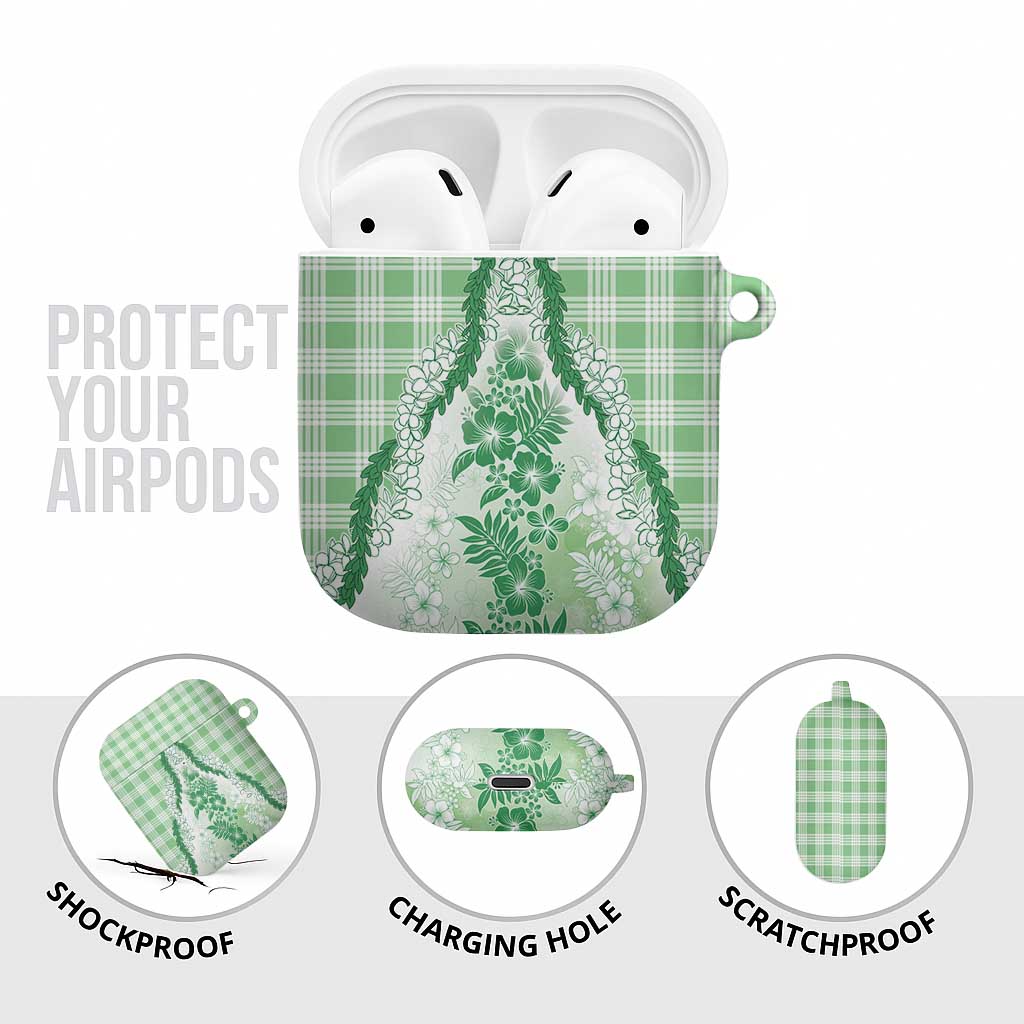 Aloha Hawaii Palaka AirPods Case Green Plumeria Lei - Polynesian Pride
