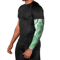 Aloha Hawaii Palaka Arm Sleeves Green Plumeria Lei - Polynesian Pride