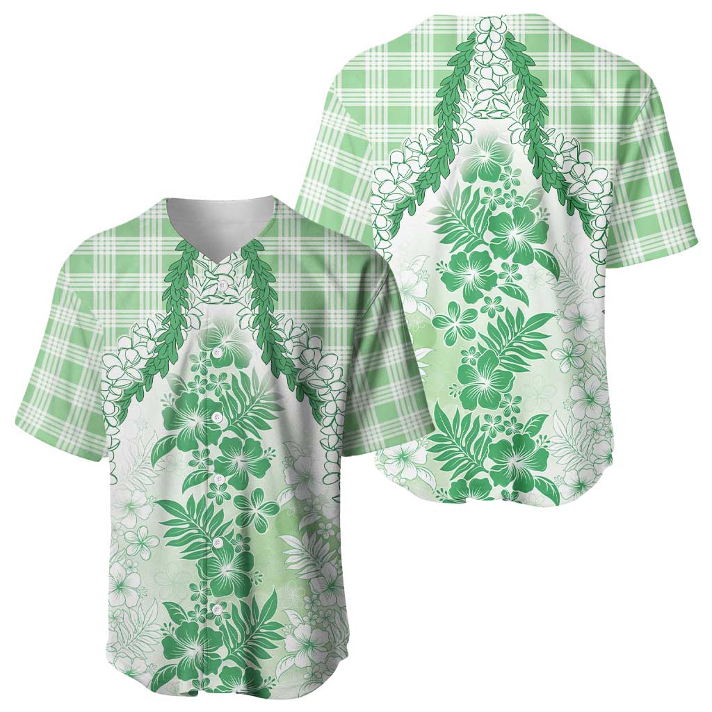 Aloha Hawaii Palaka Baseball Jersey Green Plumeria Lei - Polynesian Pride