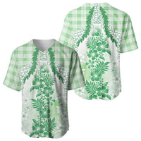 Aloha Hawaii Palaka Baseball Jersey Green Plumeria Lei - Polynesian Pride
