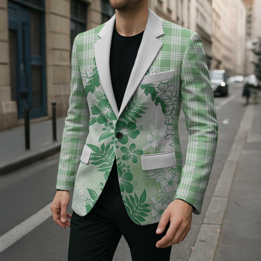 Aloha Hawaii Palaka Blazer Green Plumeria Lei - Polynesian Pride