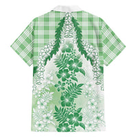 Aloha Hawaii Palaka Family Matching Puletasi and Hawaiian Shirt Green Plumeria Lei LT05 - Polynesian Pride
