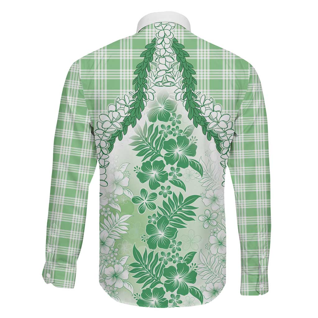 Aloha Hawaii Palaka Family Matching Summer Maxi Dress and Hawaiian Shirt Green Plumeria Lei LT05 - Polynesian Pride