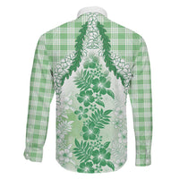 Aloha Hawaii Palaka Family Matching Summer Maxi Dress and Hawaiian Shirt Green Plumeria Lei LT05 - Polynesian Pride
