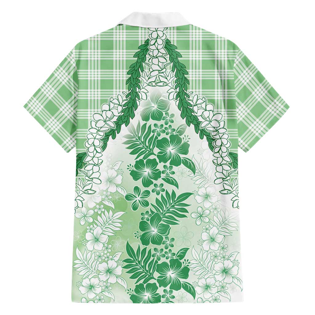 Aloha Hawaii Palaka Hawaiian Shirt Green Plumeria Lei - Polynesian Pride