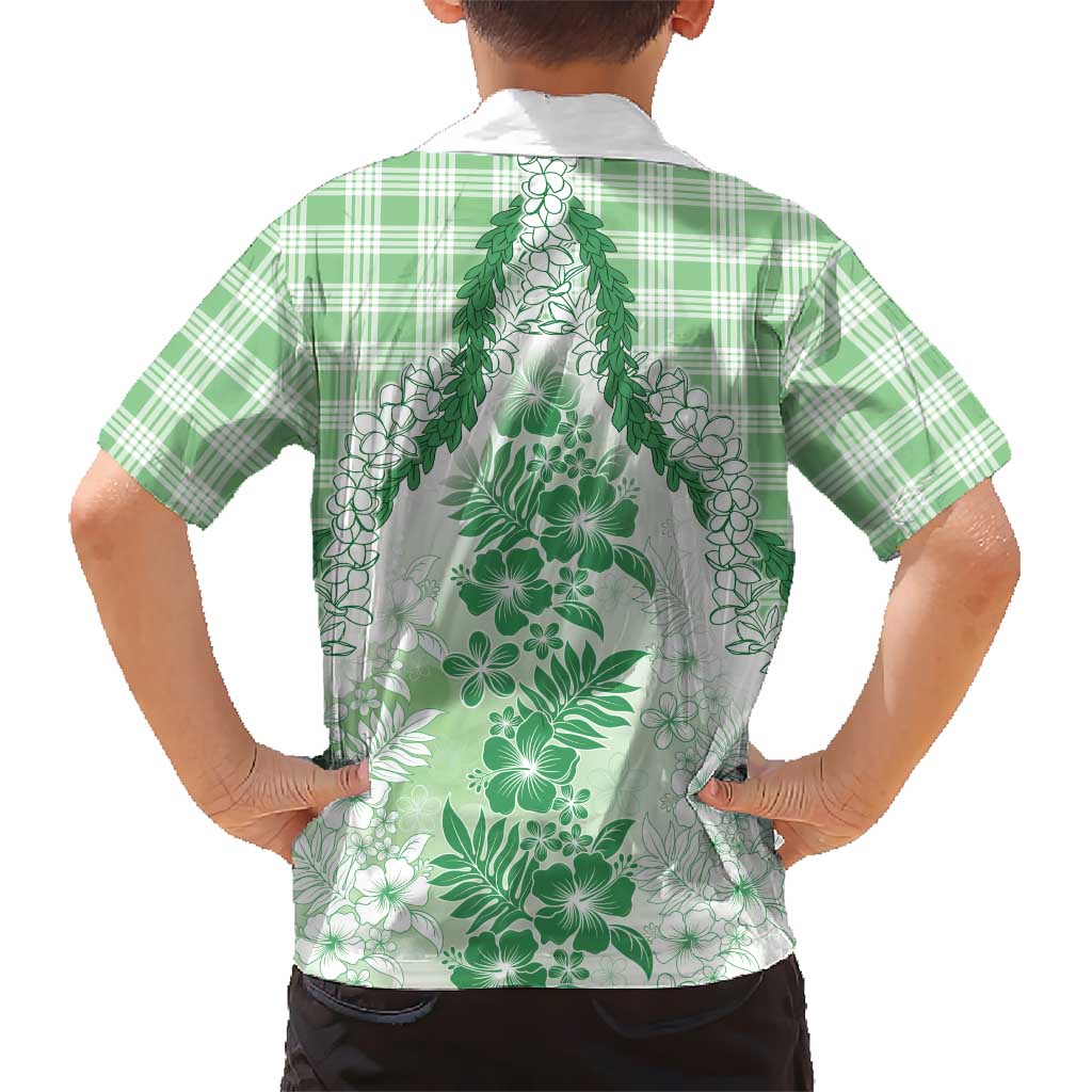 Aloha Hawaii Palaka Hawaiian Shirt Green Plumeria Lei - Polynesian Pride