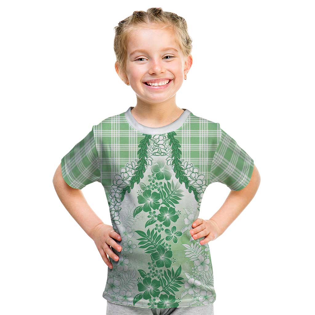 Aloha Hawaii Palaka Kid T Shirt Green Plumeria Lei - Polynesian Pride