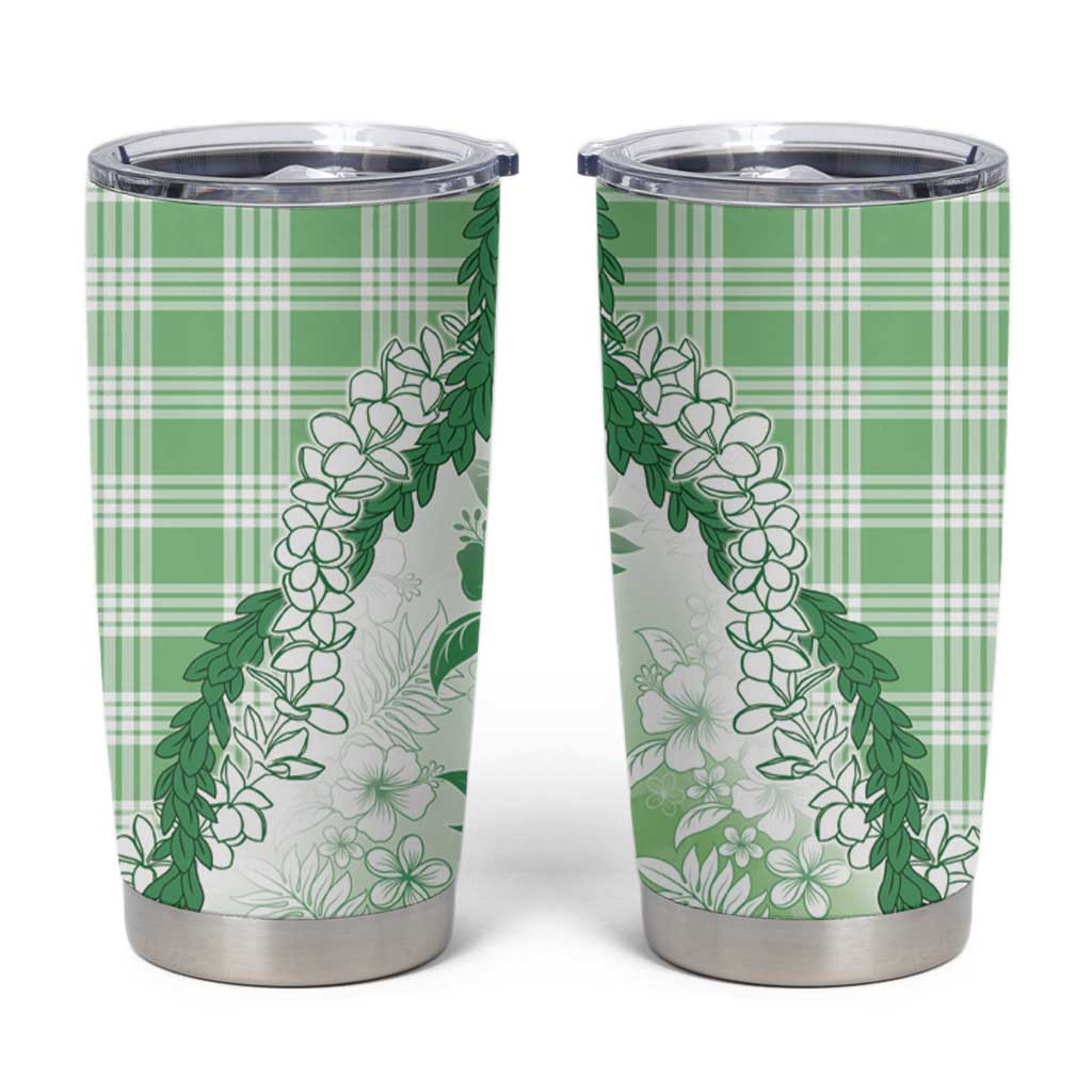 Aloha Hawaii Palaka Tumbler Cup Green Plumeria Lei - Polynesian Pride