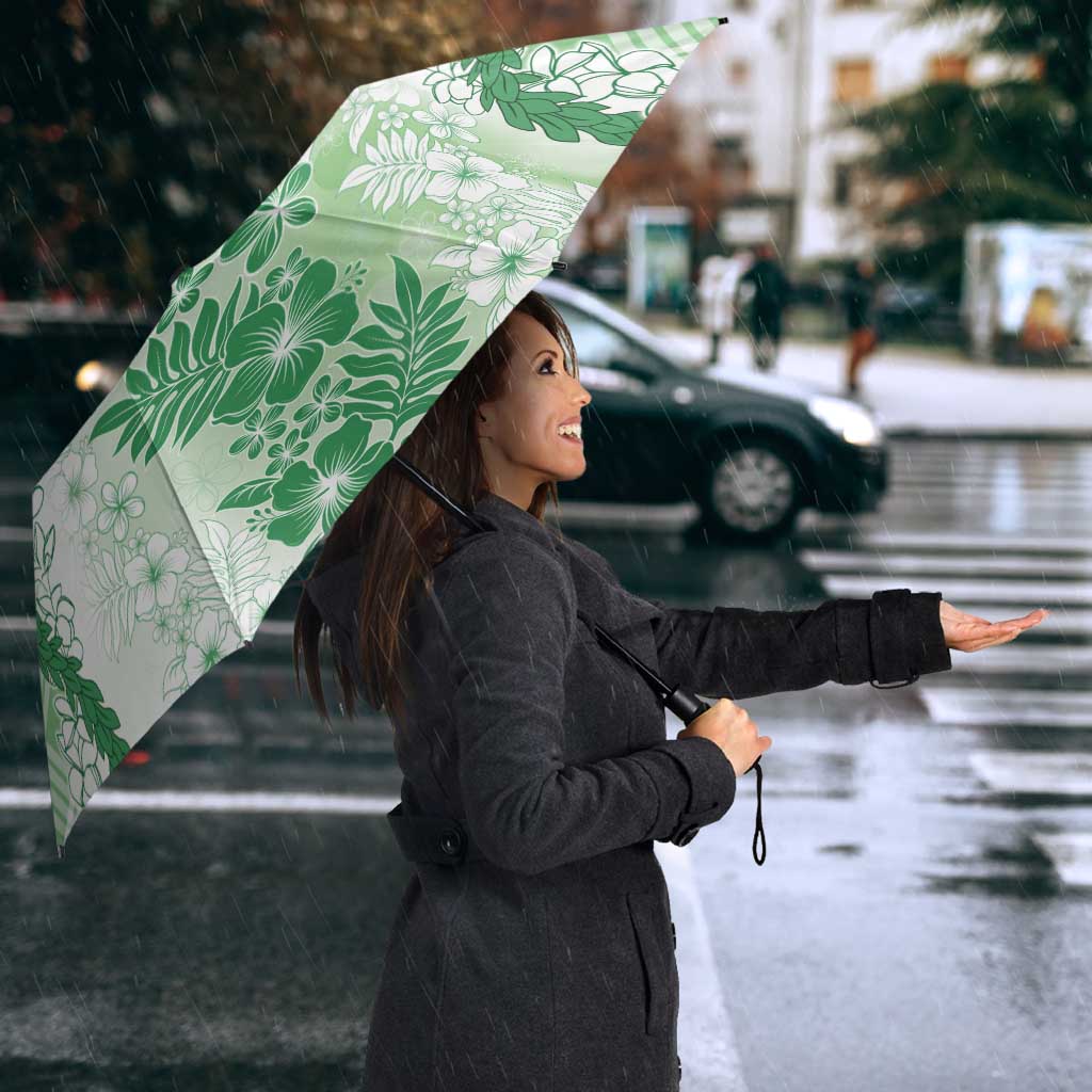 Aloha Hawaii Palaka Umbrella Green Plumeria Lei - Polynesian Pride