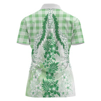 Aloha Hawaii Palaka Women Polo Shirt Green Plumeria Lei - Polynesian Pride