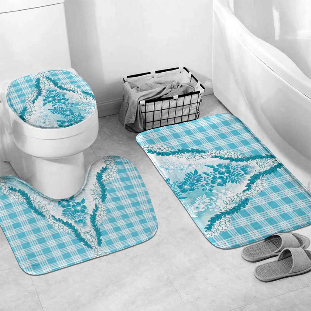 Aloha Hawaii Palaka Bathroom Set Blue Plumeria Lei - Polynesian Pride